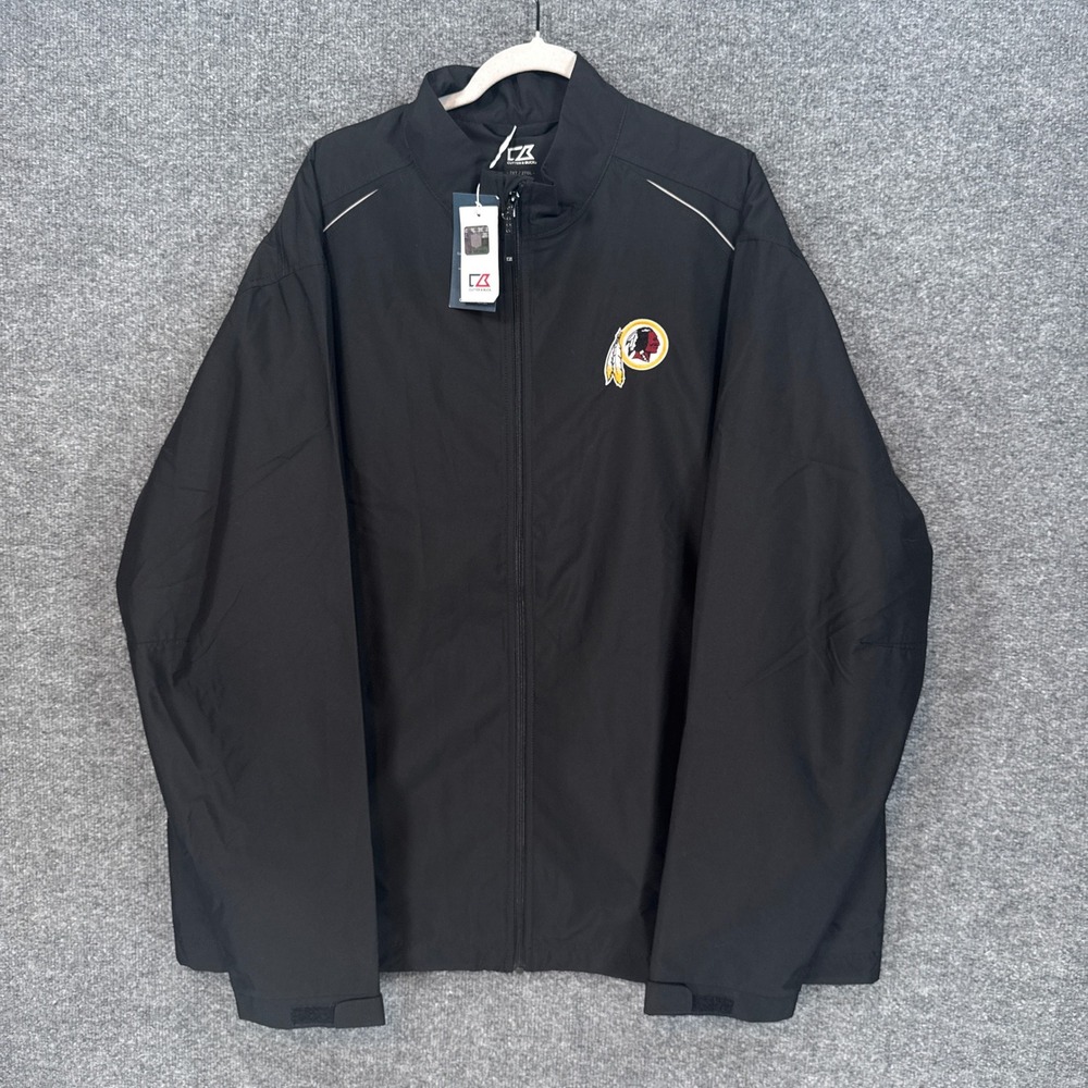 Washington Redskins Cutter & Buck Jacket Mens 2XT Black Full Zip WeatherTec NEW